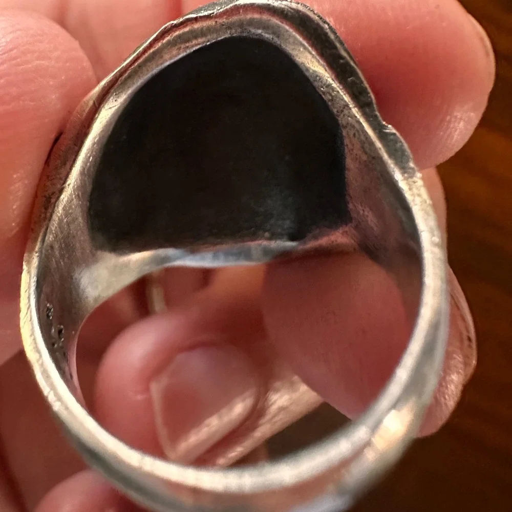 VTG 90s Mexican Sterling Silver Pirate Biker Ring 925 Heavy 14g Size 6.5 MARS